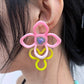 Hollow Cross Flower Patchwork Earrings