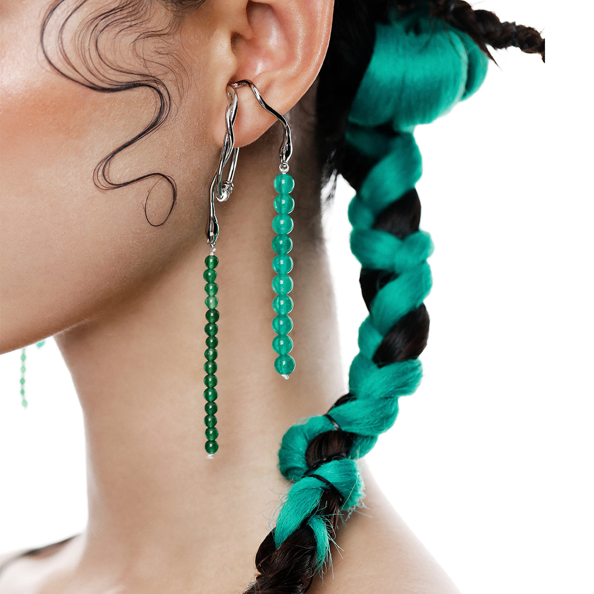 Tassel Earrings with Snake and Beads