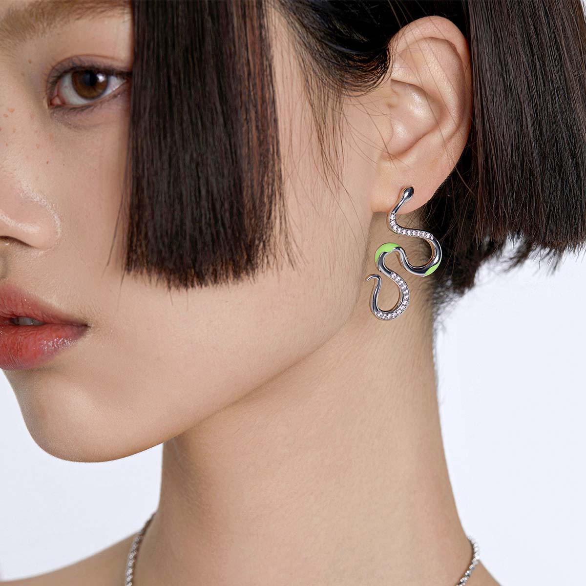 Gemstone Spirit Snake Earrings