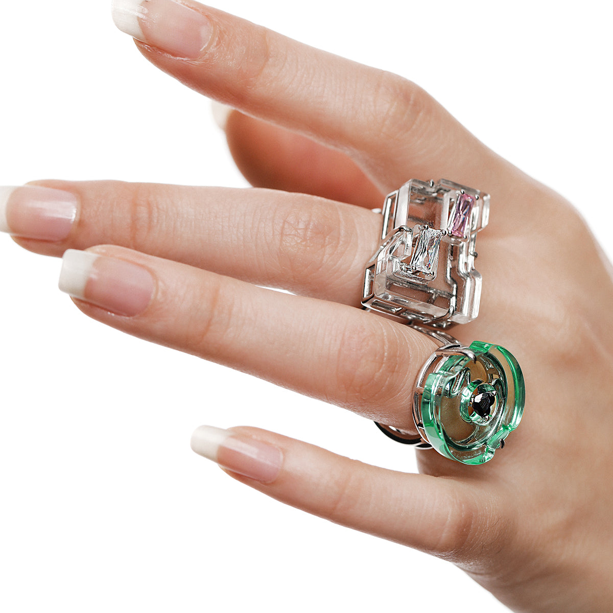 Electronic Green Crystal Ring