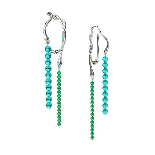 Tassel Earrings with Snake and Beads